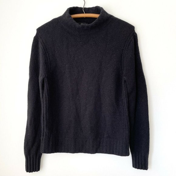 J. Crew NWT Sweater Size M Womens Black Mock Neck Alpaca & Wool Stretch - Picture 1 of 2
